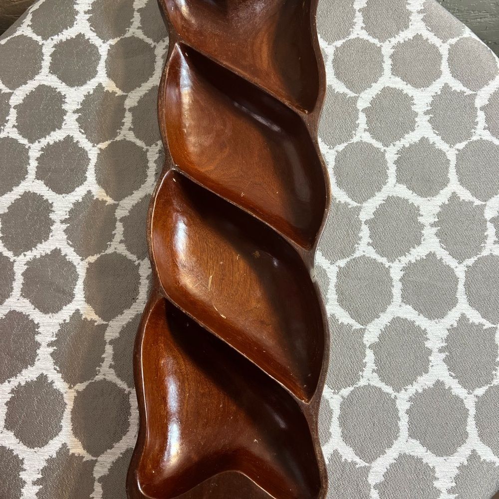 Mid Century Modern Solid Wood Tray and Decor Accent Vintage